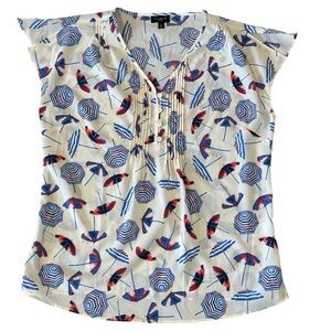 Talbots Womens‎ Shirt Size-Small Petite Summer Travel Vacation Office Umbrella